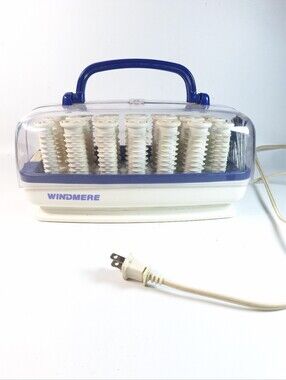 Vintage Windmere Hot Rollers Hair Setter HHS-21 Blue White Euro Style 21 Ribbed
